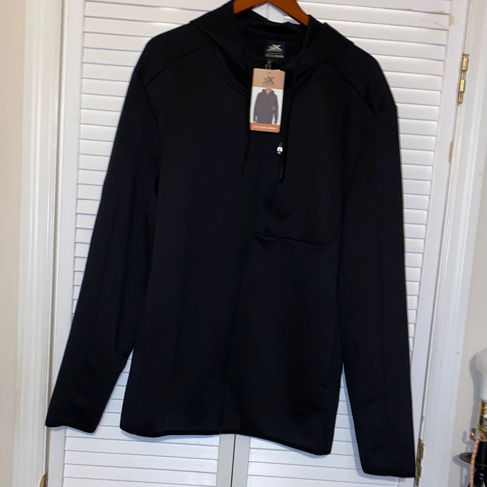 NWT Zeroxposur Mens Full Zip Stretch Black  Tech Fleece Hoodie Size XXL